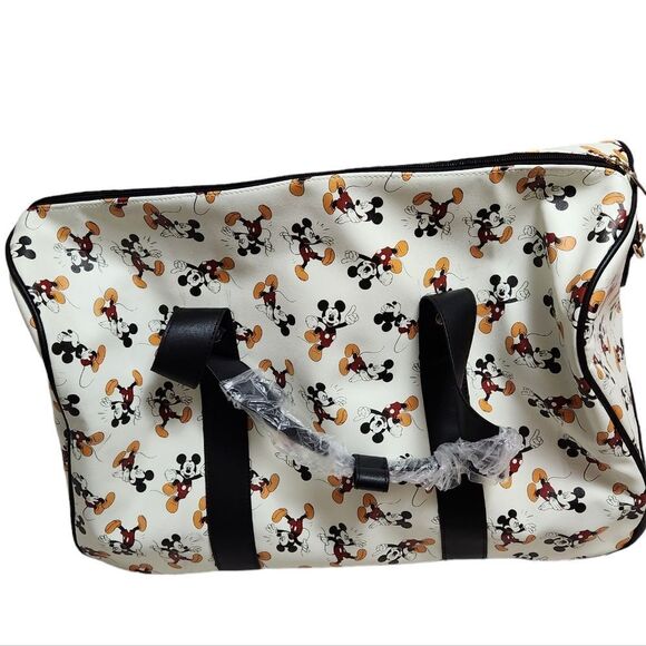 🇬🇪🔥NWT Disney Bioworld Ivory Mickey Mouse Roller Duffel Travel Bag - Picture 14 of 15